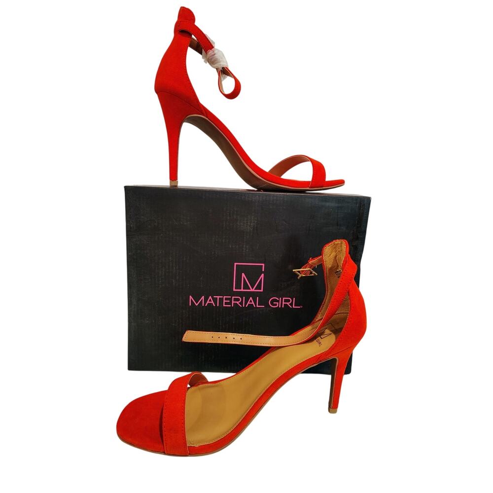 Material Girl Size 9.5 Red Orange suede Heel shoes